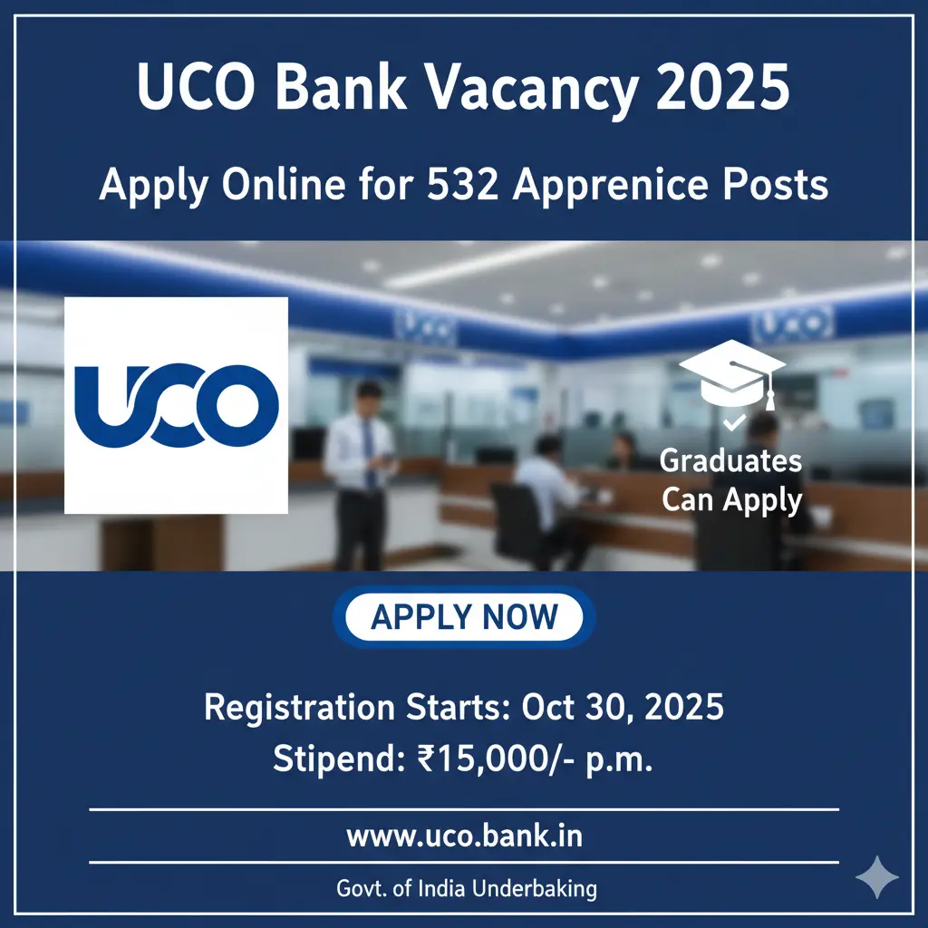 UCO Bank Vacancy 2025 – Apprentice Recruitment Notification”